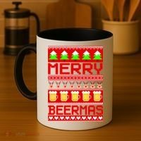 Beer Ugly Christmas Sweater Merry Beermas Coffee Mug thumb 4