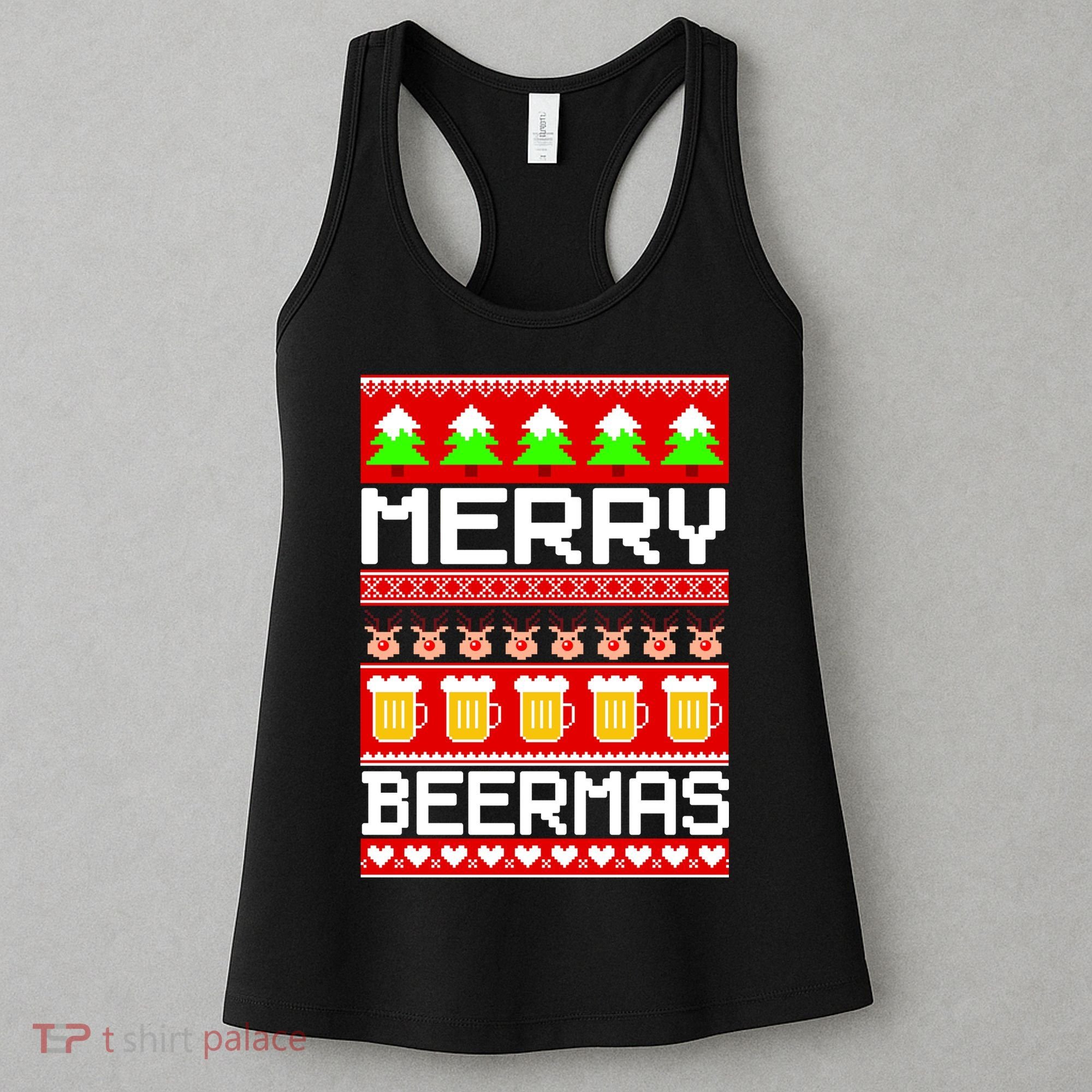 Beer Ugly Christmas Sweater Merry Beermas Women's Tank Top