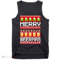 Beer Ugly Christmas Sweater Merry Beermas Tank Top thumb 0
