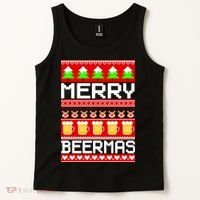 Beer Ugly Christmas Sweater Merry Beermas Tank Top thumb 2