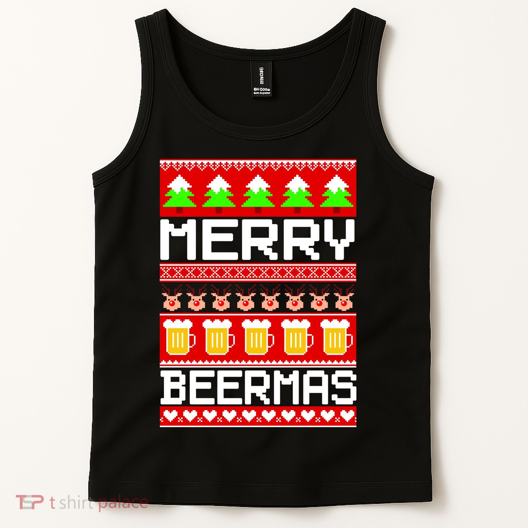 Beer Ugly Christmas Sweater Merry Beermas Tank Top
