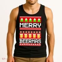 Beer Ugly Christmas Sweater Merry Beermas Tank Top thumb 3