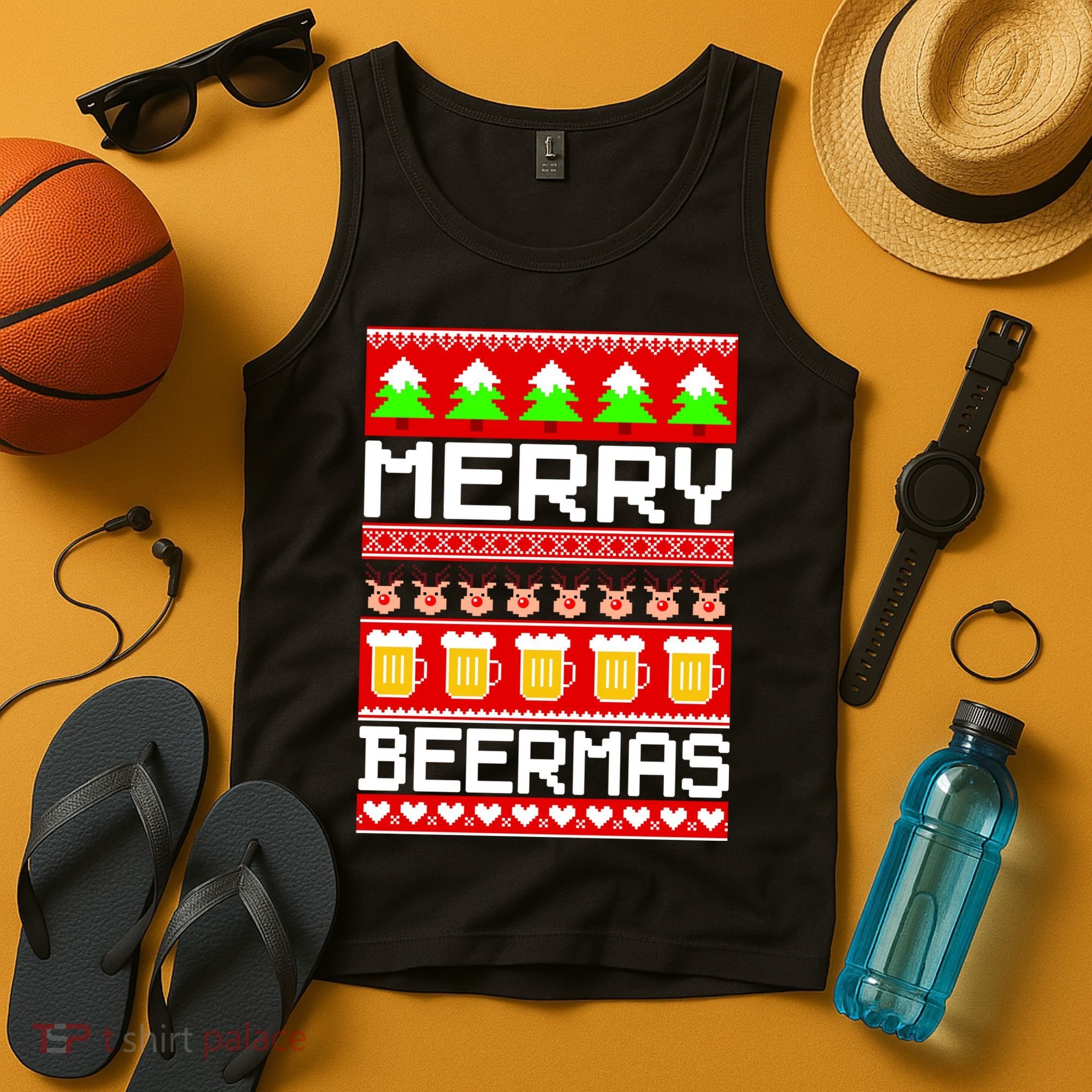 Beer Ugly Christmas Sweater Merry Beermas Tank Top