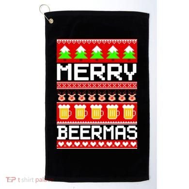 Beer Ugly Christmas Sweater Merry Beermas Golf Towel