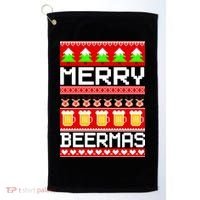 Beer Ugly Christmas Sweater Merry Beermas Golf Towel thumb 0