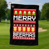 Beer Ugly Christmas Sweater Merry Beermas Golf Towel thumb 1