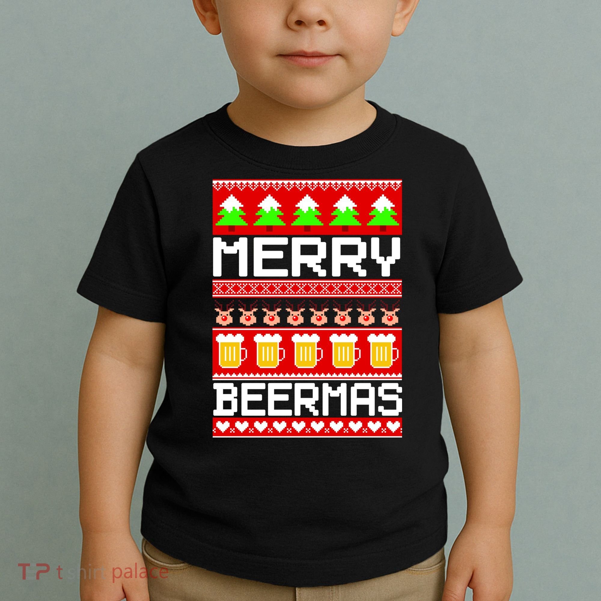 Beer Ugly Christmas Sweater Merry Beermas Toddler T-Shirt