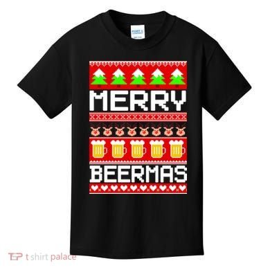 Beer Ugly Christmas Sweater Merry Beermas Kids T-Shirt