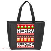 Beer Ugly Christmas Sweater Merry Beermas Tote Bag thumb 0