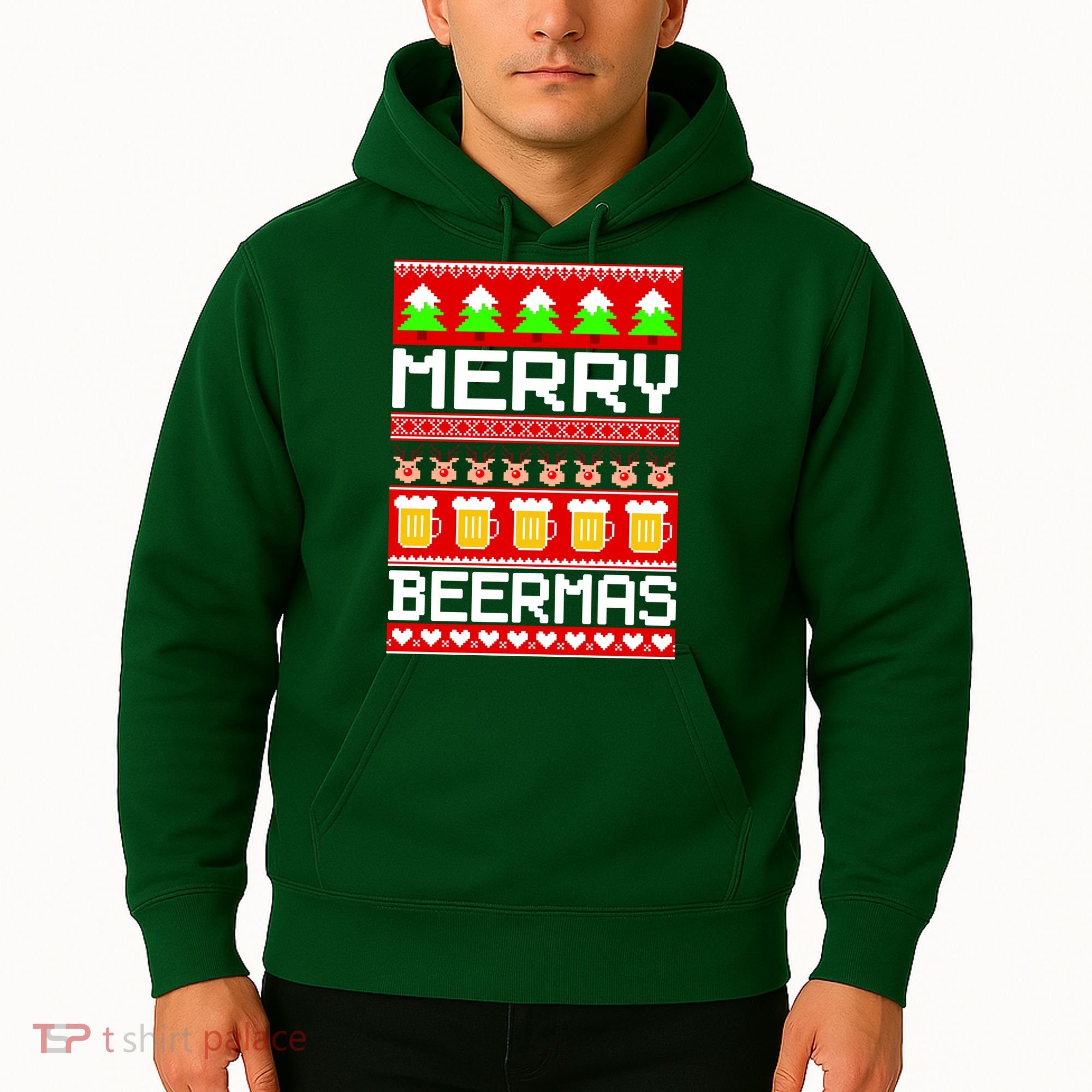 Beer Ugly Christmas Sweater Merry Beermas Hoodie