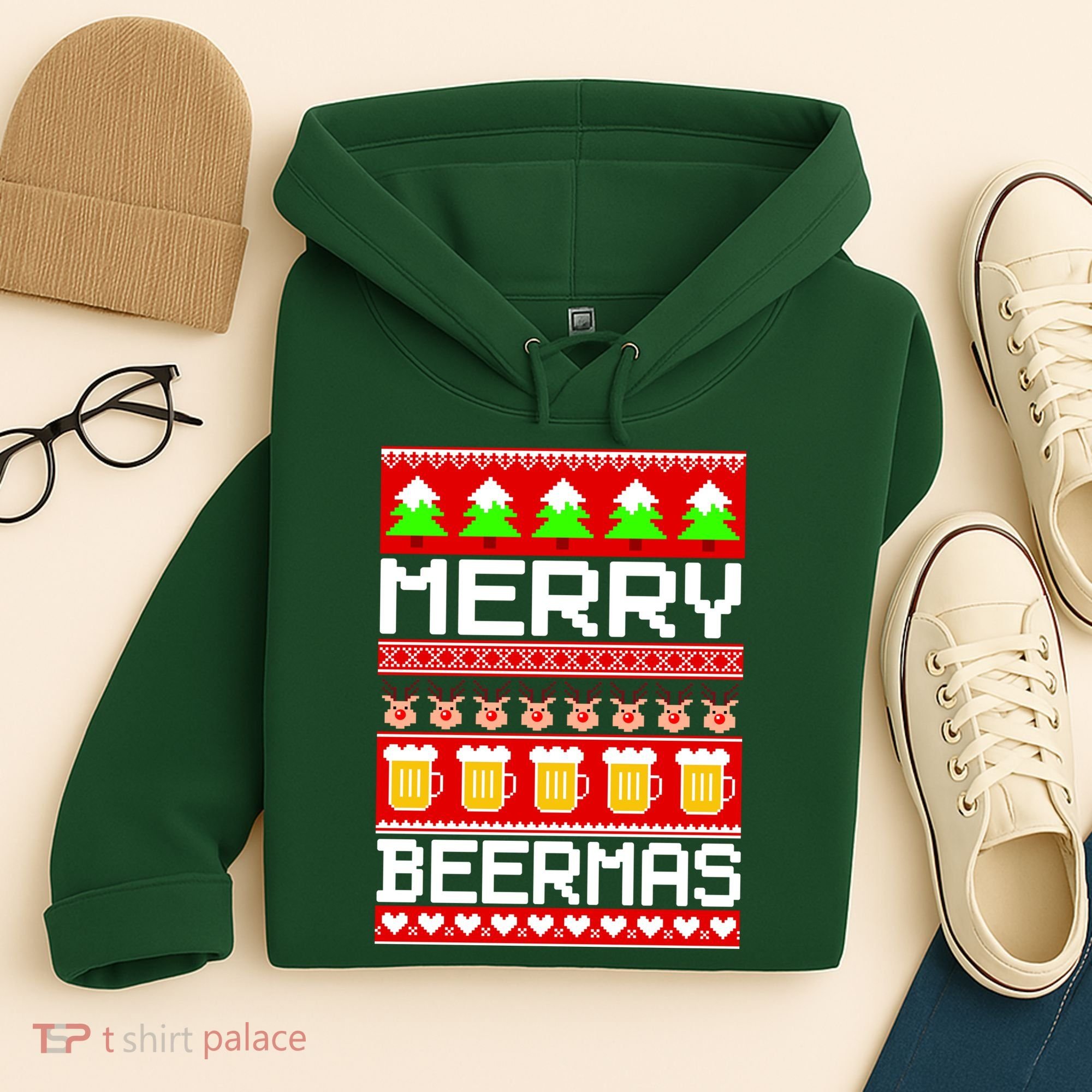 Beer Ugly Christmas Sweater Merry Beermas Hoodie