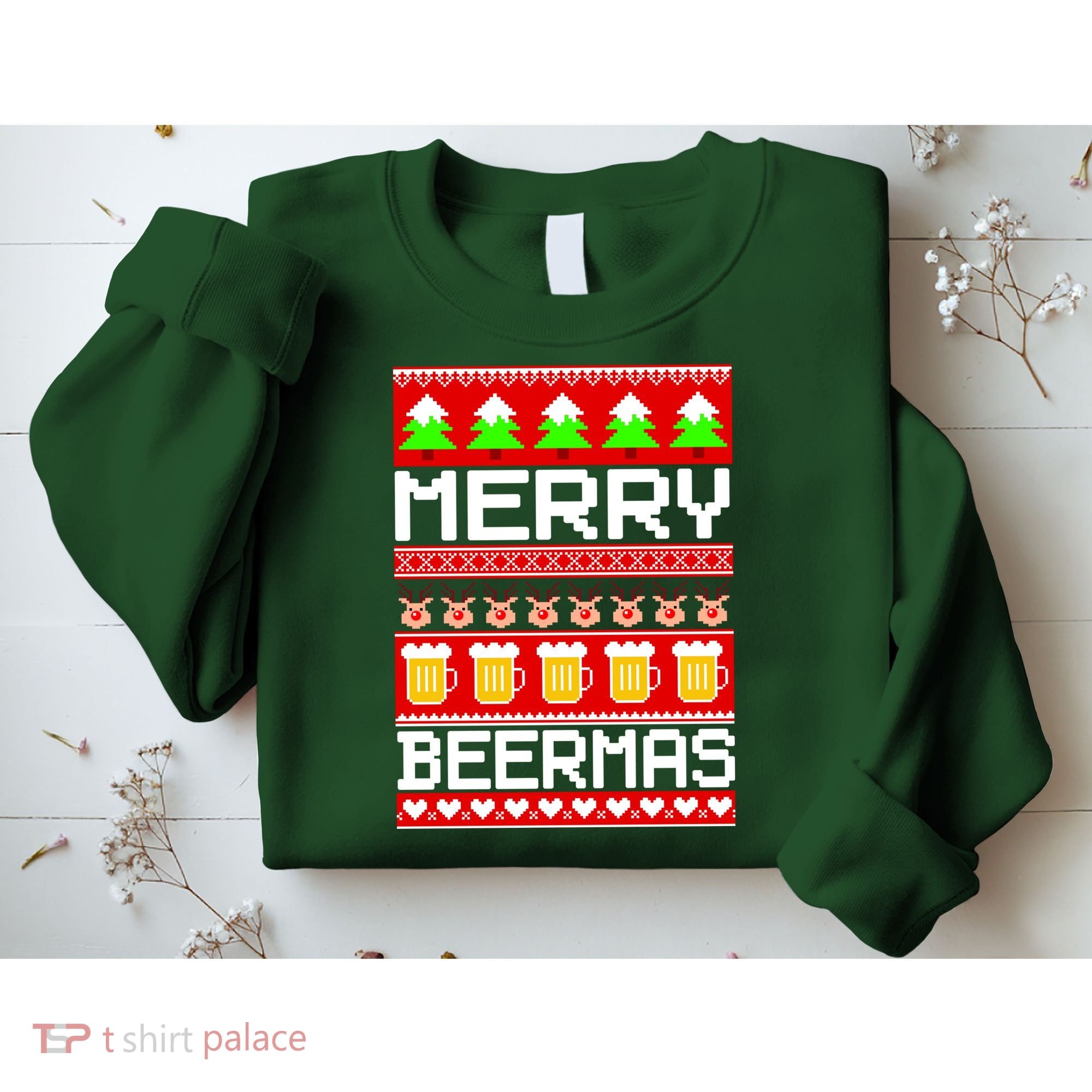 Beer Ugly Christmas Sweater Merry Beermas Sweatshirt