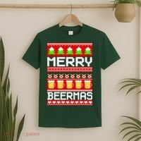 Beer Ugly Christmas Sweater Merry Beermas T-Shirt thumb 2