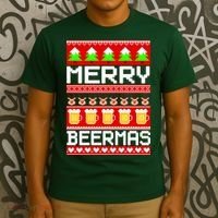 Beer Ugly Christmas Sweater Merry Beermas T-Shirt thumb 3