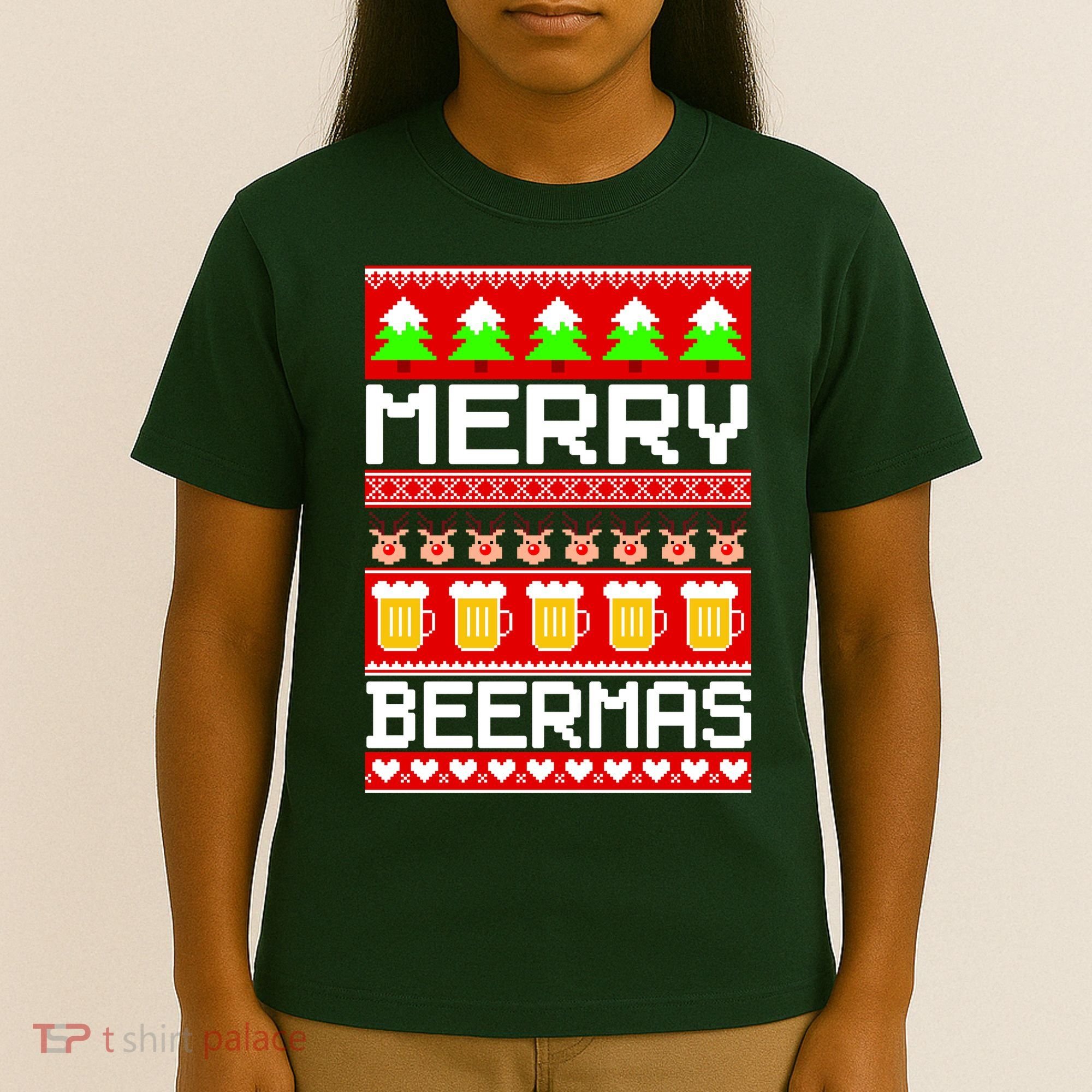 Beer Ugly Christmas Sweater Merry Beermas T-Shirt