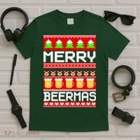 Beer Ugly Christmas Sweater Merry Beermas T-Shirt thumb 5