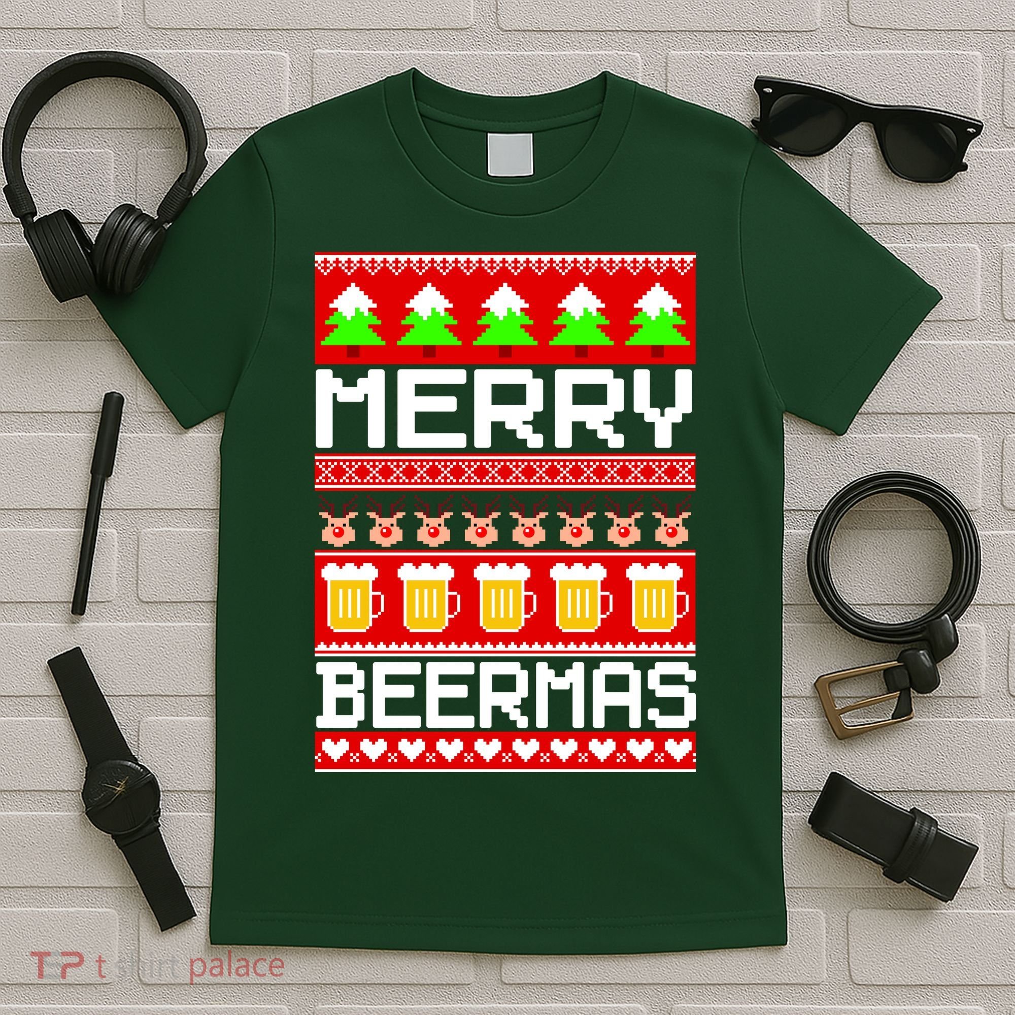 Beer Ugly Christmas Sweater Merry Beermas T-Shirt
