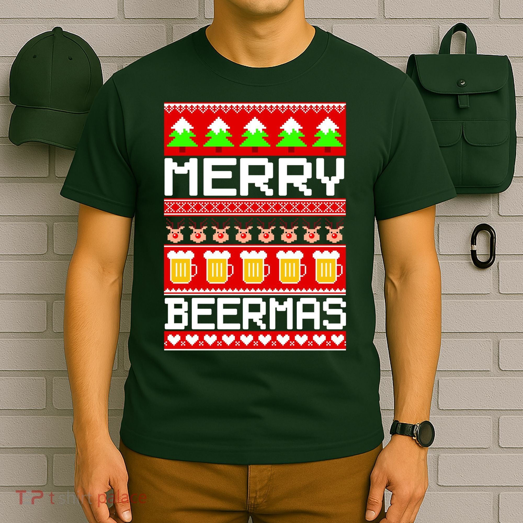 Beer Ugly Christmas Sweater Merry Beermas T-Shirt