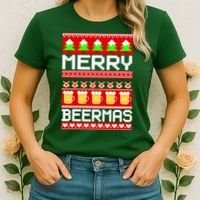 Beer Ugly Christmas Sweater Merry Beermas Women's T-Shirt thumb 2