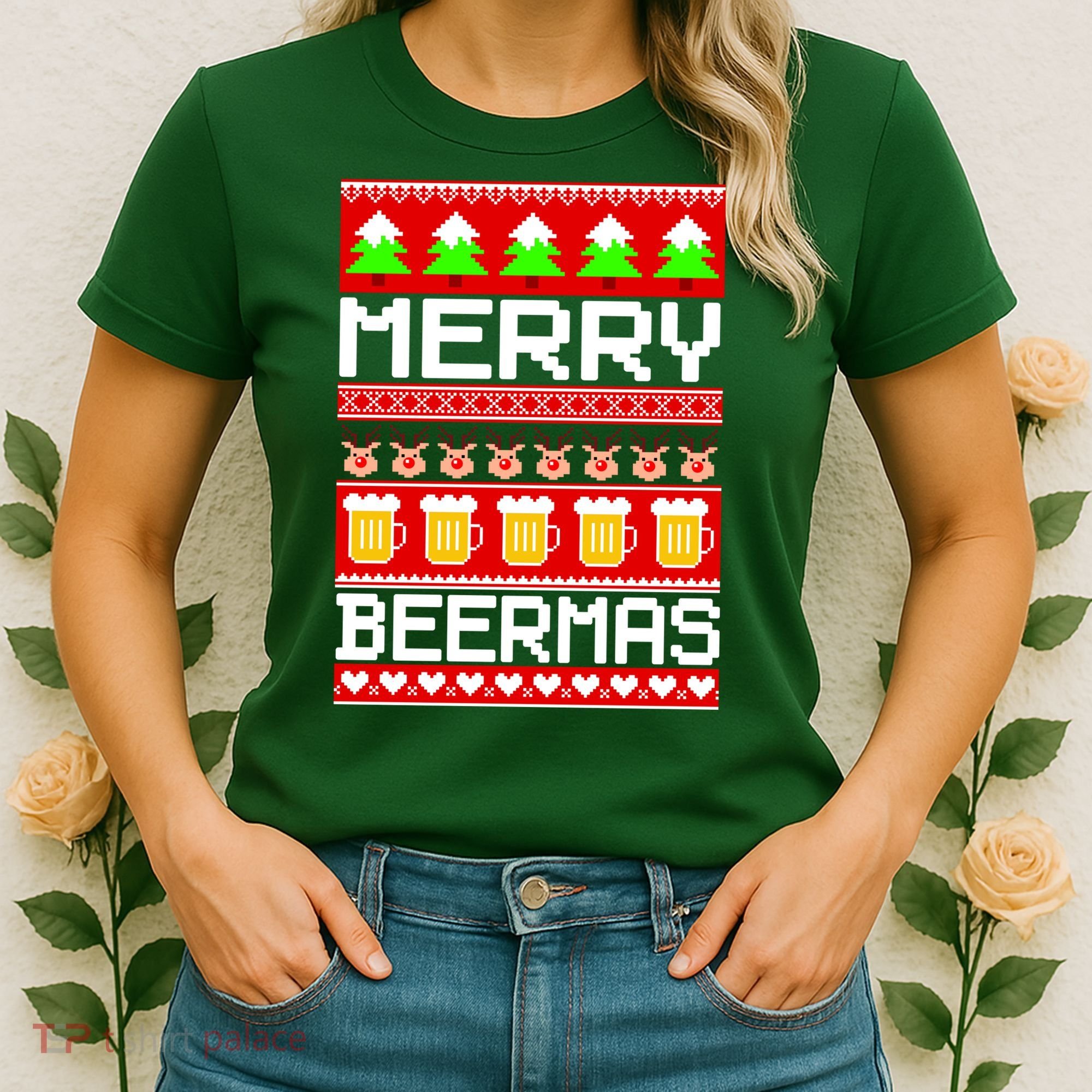 Beer Ugly Christmas Sweater Merry Beermas Women's T-Shirt