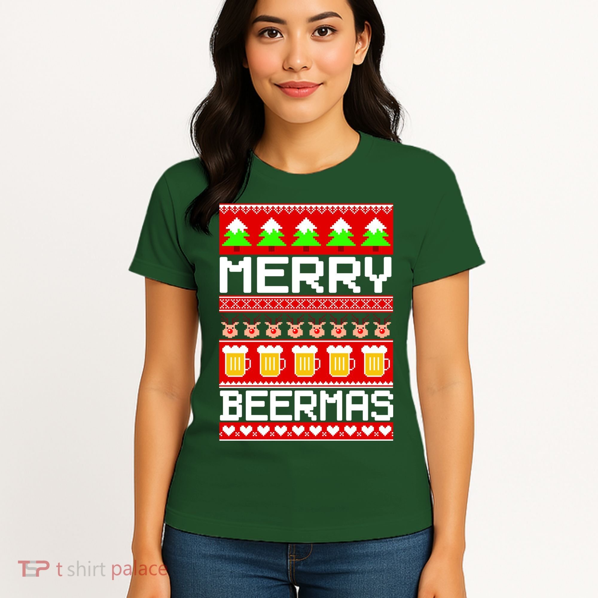 Beer Ugly Christmas Sweater Merry Beermas Women's T-Shirt