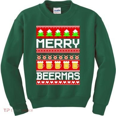 Beer Ugly Christmas Sweater Merry Beermas Kids Sweatshirt