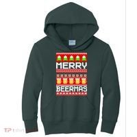 Beer Ugly Christmas Sweater Merry Beermas Kids Hoodie thumb 0