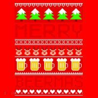 Beer Ugly Christmas Sweater Merry Beermas Santa Hat thumb 1