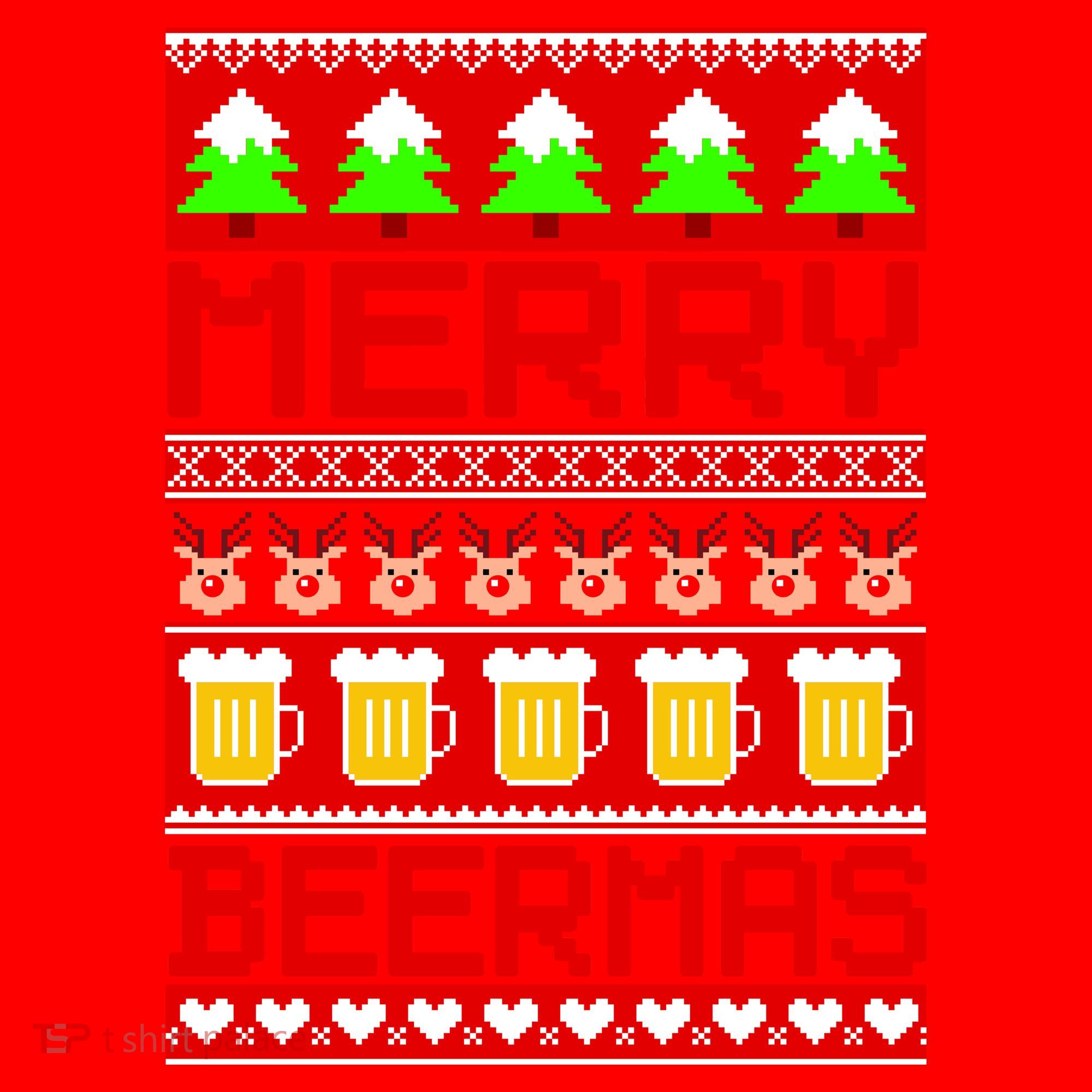 Beer Ugly Christmas Sweater Merry Beermas Santa Hat