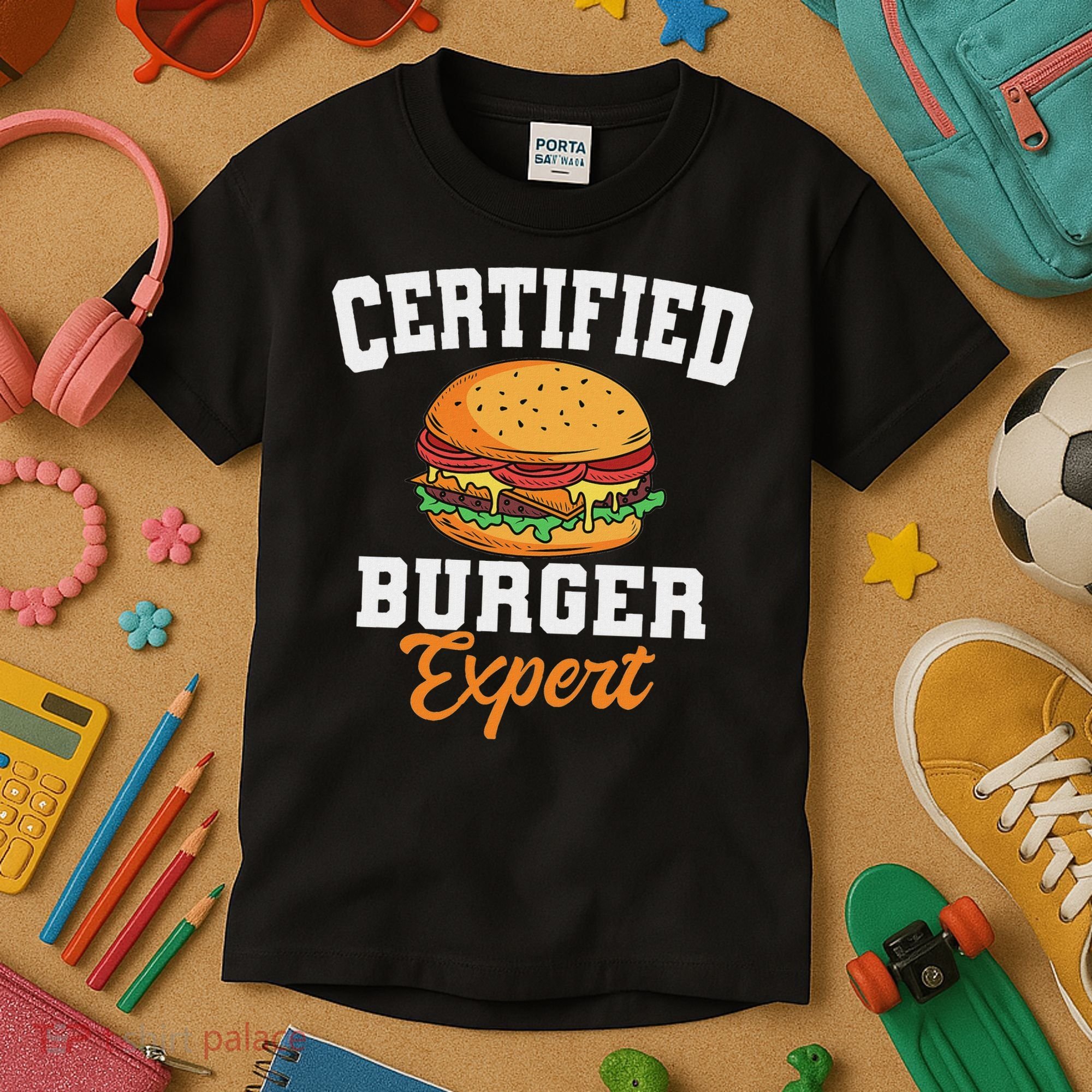 Burger Expert Fast Food Hamburger French Fries Kids T-Shirt