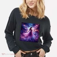 Beautiful Enchanted Fairy Sparkling With Magical Purple Mist Cropped Pullover Crew thumb 2
