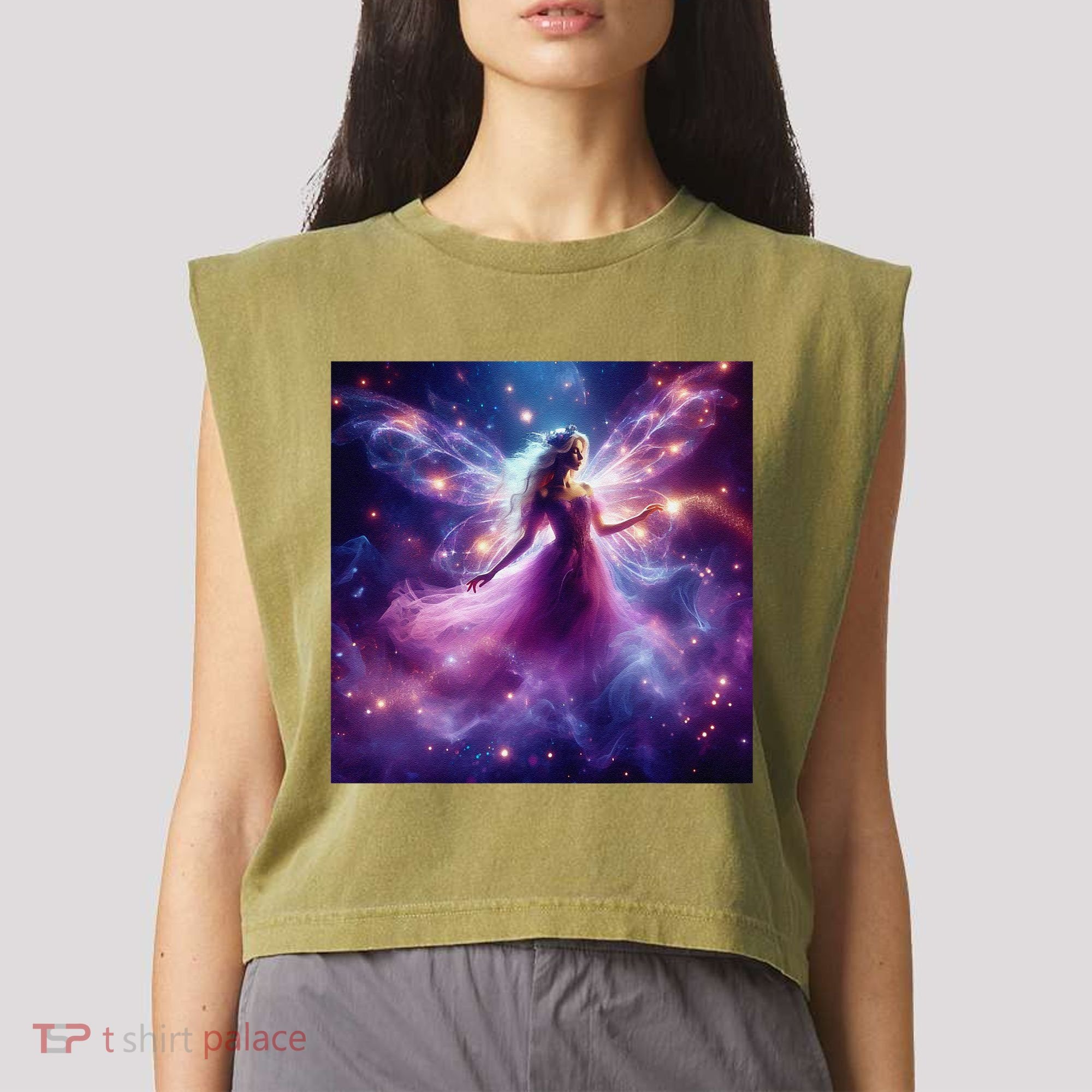 Beautiful Enchanted Fairy Sparkling With Magical Purple Mist Garment-Dyed Women's Muscle Tee
