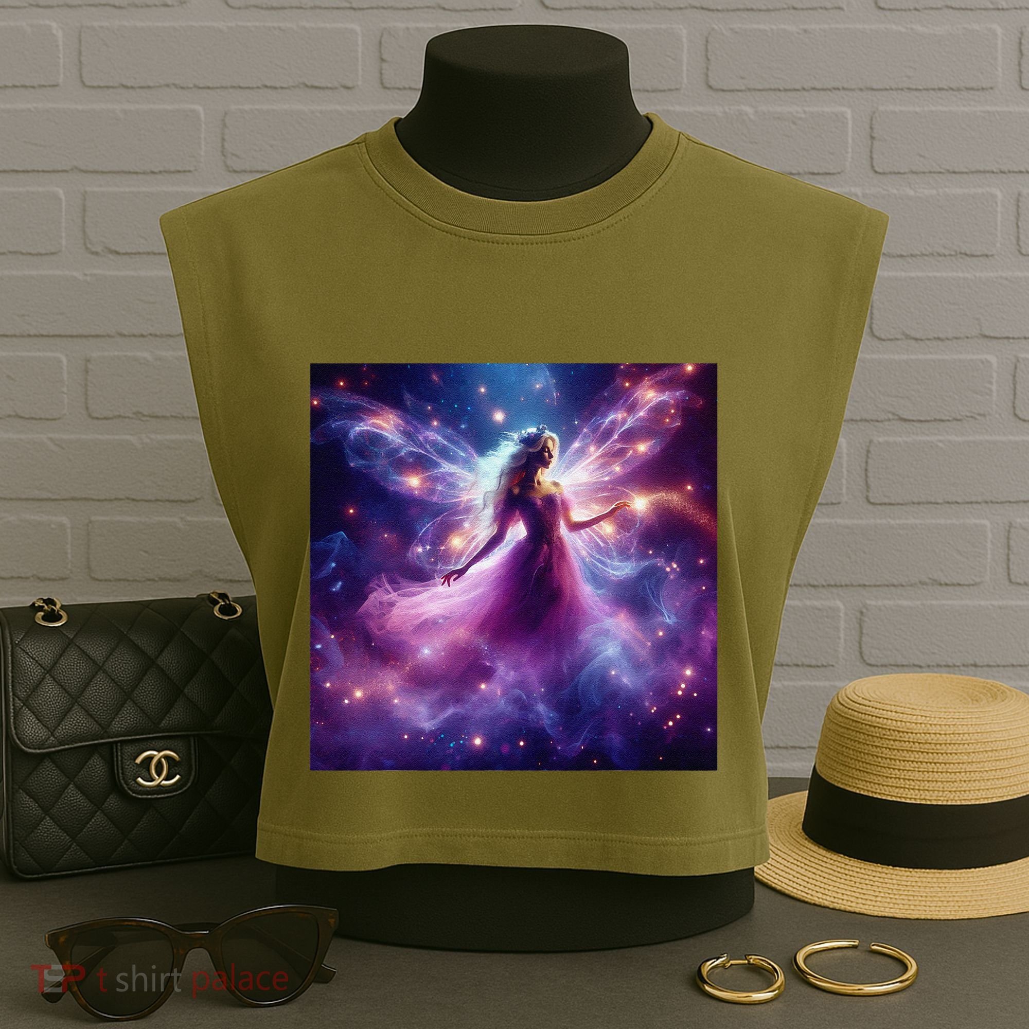Beautiful Enchanted Fairy Sparkling With Magical Purple Mist Garment-Dyed Women's Muscle Tee