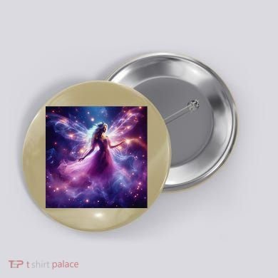 Beautiful Enchanted Fairy Sparkling With Magical Purple Mist Button