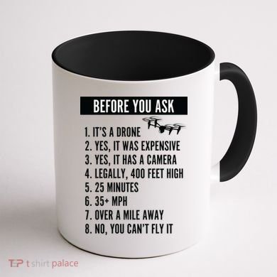 Before You Ask Drone Funny Drone Coffee Mug back