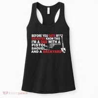 Before You Date My Daughter Gun Shovel Women's Tank Top thumb 0