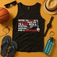 Before You Date My Daughter Gun Shovel Tank Top thumb 4