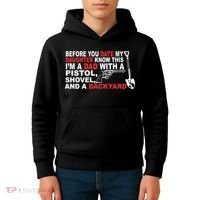 Before You Date My Daughter Gun Shovel Kids Hoodie thumb 4