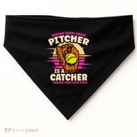Behind Every Great Pitcher Is Catcher Making Them Look Good Gift USA-Made Doggie Bandana thumb 0