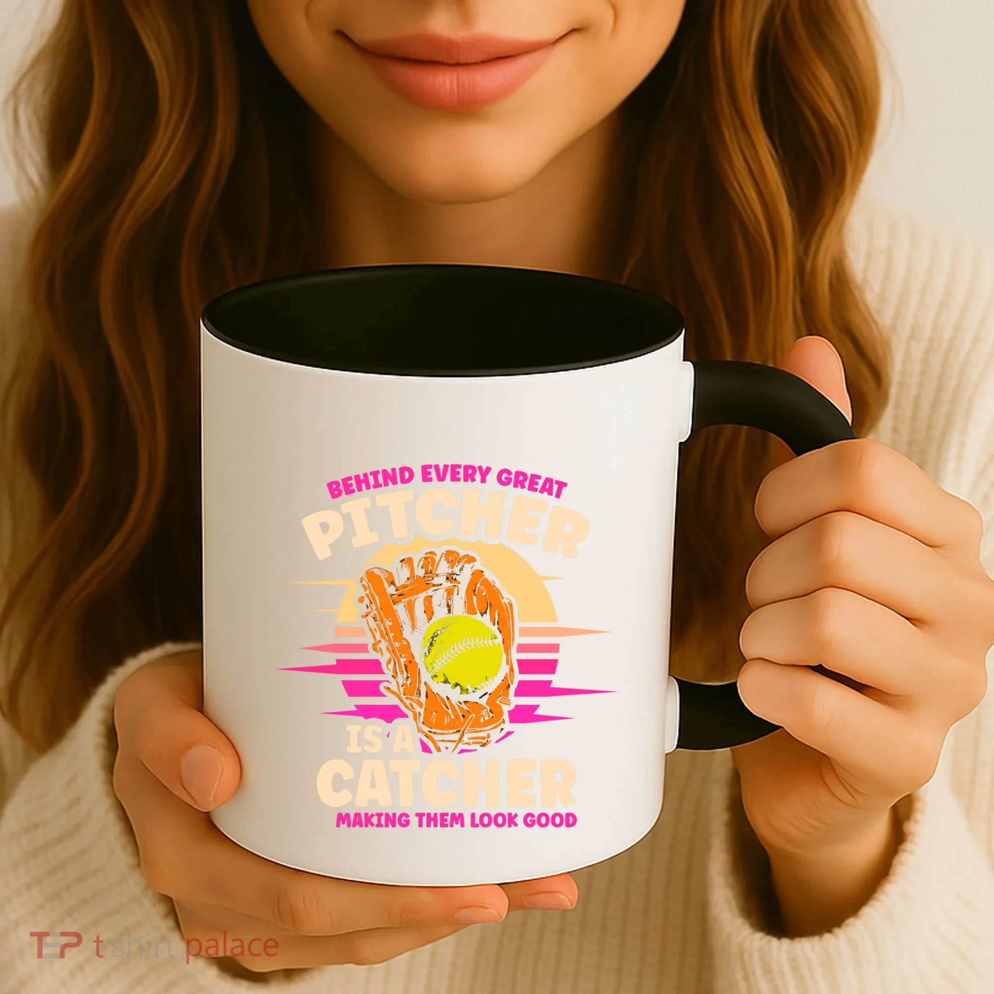 Behind Every Great Pitcher Is Catcher Making Them Look Good Gift Coffee Mug