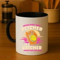 Behind Every Great Pitcher Is Catcher Making Them Look Good Gift Coffee Mug thumb 4