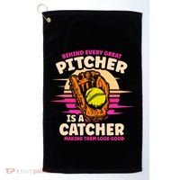 Behind Every Great Pitcher Is Catcher Making Them Look Good Gift Golf Towel thumb 0