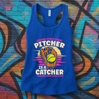Behind Every Great Pitcher Is Catcher Making Them Look Good Gift Women's Tank Top thumb 3