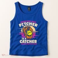 Behind Every Great Pitcher Is Catcher Making Them Look Good Gift Tank Top thumb 2