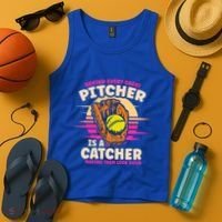 Behind Every Great Pitcher Is Catcher Making Them Look Good Gift Tank Top thumb 4