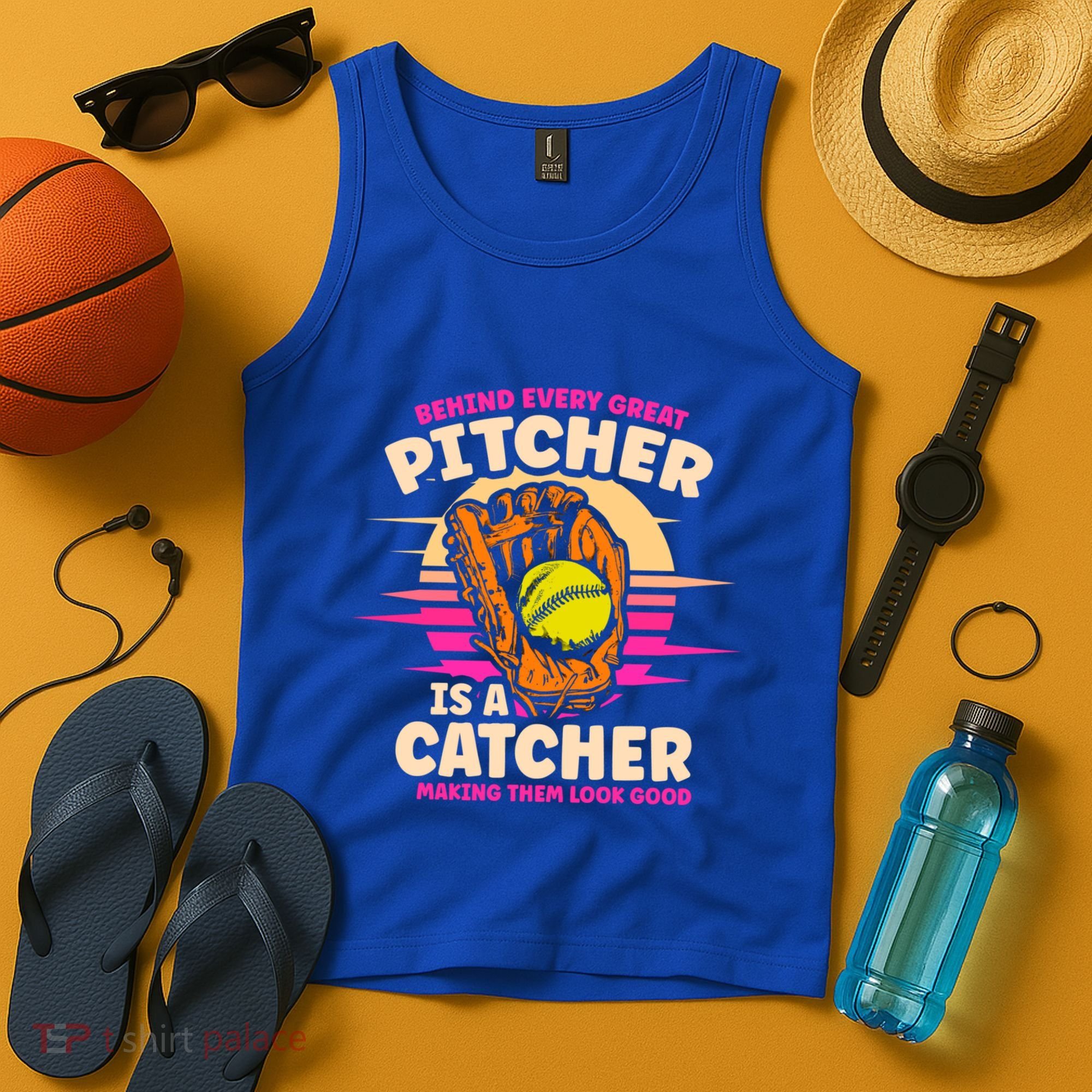 Behind Every Great Pitcher Is Catcher Making Them Look Good Gift Tank Top