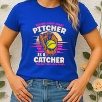 Behind Every Great Pitcher Is Catcher Making Them Look Good Gift Women's T-Shirt thumb 2