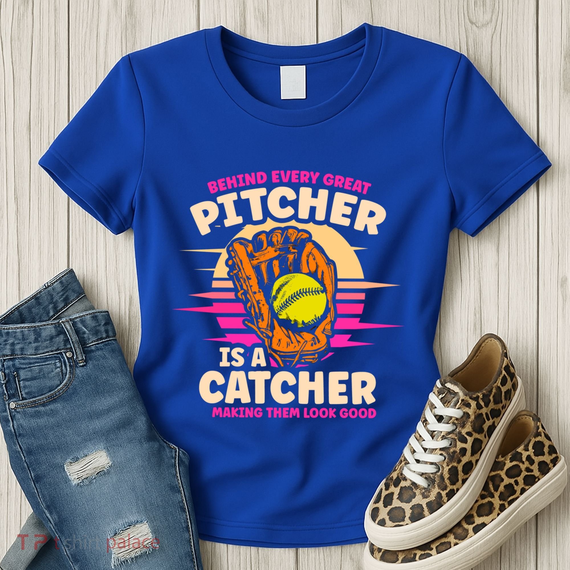 Behind Every Great Pitcher Is Catcher Making Them Look Good Gift Women's T-Shirt