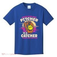 Behind Every Great Pitcher Is Catcher Making Them Look Good Gift Kids T-Shirt thumb 0