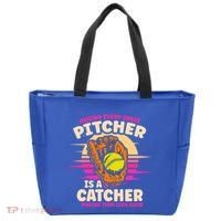 Behind Every Great Pitcher Is Catcher Making Them Look Good Gift Tote Bag thumb 0